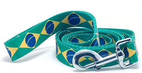 צווארון כלבים ורצועה מוגדרים עם דגל ברזיל | נהדר לחופשות ברזילאיות, אירועים מיוחדים, פסטיבלים,